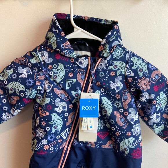 NWT Roxy Medieval Blue Neo Infant Girls' Rose Snow Jumpsuit - Picture 8 of 10